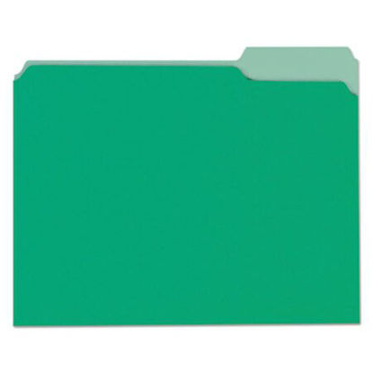 Picture of Deluxe Colored Top Tab File Folders, 1/3-Cut Tabs, Letter Size, Green/Light Green, 100/BoxUNV-10502