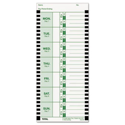 Picture of Time Clock Cards for Lathem Time 800P, One Side, 4 x 9, 100/PackLTH-E8100