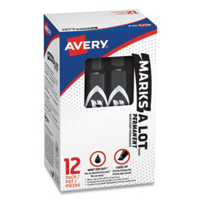 Picture of MARKS A LOT Regular Desk-Style Permanent Marker, Broad Chisel Tip, Black, Dozen (7888)AVE-07888