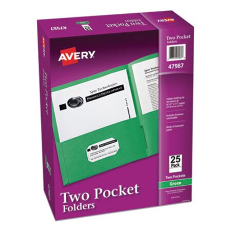 Picture of Two-Pocket Folder, 40-Sheet Capacity, Green, 25/BoxAVE-47987