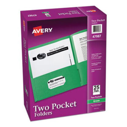 Picture of Two-Pocket Folder, 40-Sheet Capacity, Green, 25/BoxAVE-47987