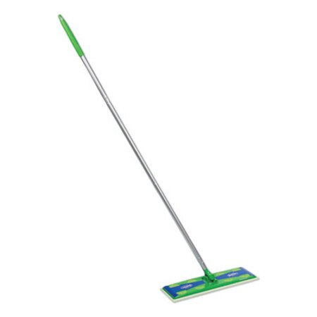 Picture of Sweeper Mop, 17 x 5 White Cloth Head, 46" Green/Silver Aluminum/Plastic Handle, 3/CartonPGC-37108