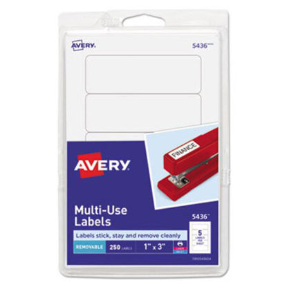 Picture of Removable Multi-Use Labels, Inkjet/Laser Printers, 1 x 3, White, 5/Sheet, 50 Sheets/Pack, (5436)AVE-05436