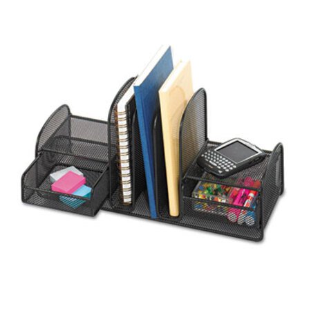 Picture of Onyx Mesh Desk Organizer, Three Sections/Two Baskets, 17 x 6 3/4 x 7 3/4, BlackSAF-3263BL