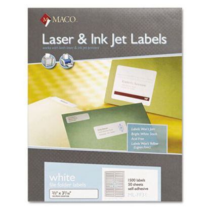 Picture of Cover-All Opaque File Folder Labels, Inkjet/Laser Printers, 0.66 x 3.44, White, 30 Labels/Sheet, 50 Sheets/BoxMAC-MLFF31