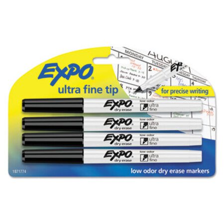 Picture of Low-Odor Dry-Erase Marker, Extra-Fine Needle Tip, Black, 4/PackSAN-1871774