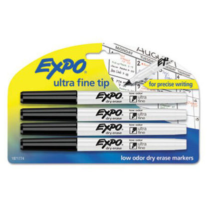 Picture of Low-Odor Dry-Erase Marker, Extra-Fine Needle Tip, Black, 4/PackSAN-1871774
