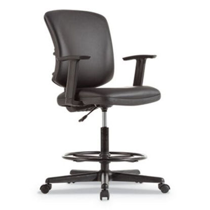 Picture of Alera Everyday Task Stool, Leather Seat/Back, Supports Up to 275 lb, 20.9" to 29.6" Seat Height, BlackALE-TE4619