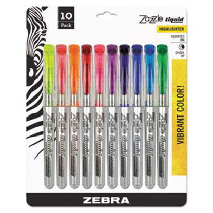 Picture of Zazzle Liquid Ink Highlighter, Assorted Ink Colors, Chisel Tip, Assorted Barrel Colors, 10/SetZEB-71111