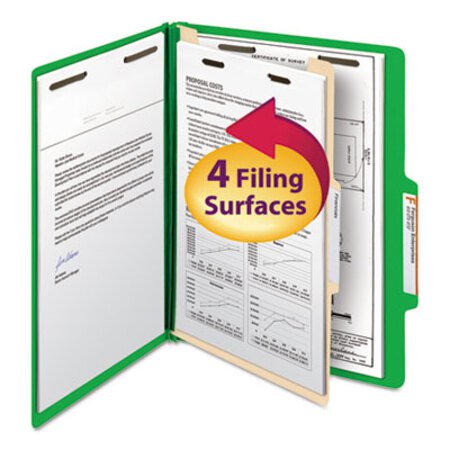 Picture of Colored Top Tab Classification Folders, 1 Divider, Letter Size, Green, 10/BoxSMD-13702
