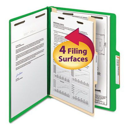 Picture of Colored Top Tab Classification Folders, 1 Divider, Letter Size, Green, 10/BoxSMD-13702