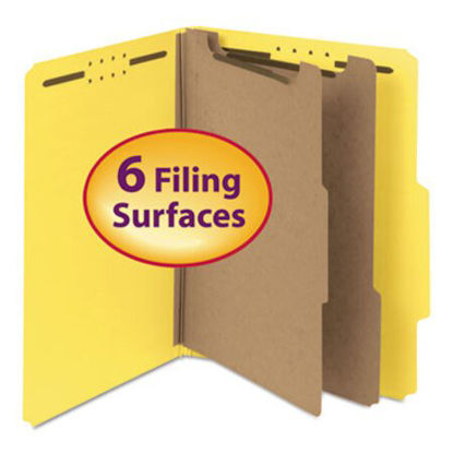 Picture of 100% Recycled Pressboard Classification Folders, 2 Dividers, Letter Size, Yellow, 10/BoxSMD-14064