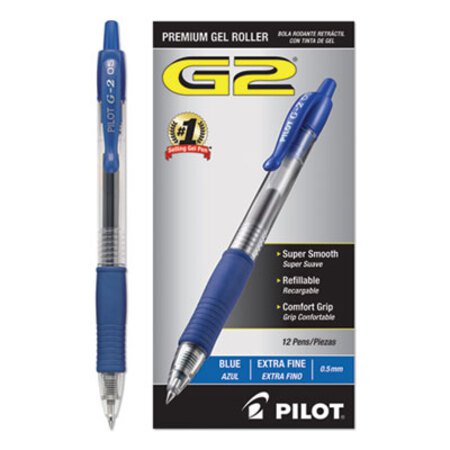 Picture of G2 Premium Gel Pen, Retractable, Extra-Fine 0.5 mm, Blue Ink, Smoke Barrel, DozenPIL-31003