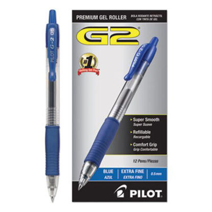 Picture of G2 Premium Gel Pen, Retractable, Extra-Fine 0.5 mm, Blue Ink, Smoke Barrel, DozenPIL-31003