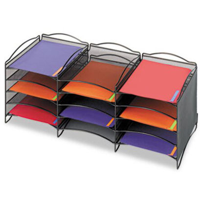 Picture of Onyx Steel Mesh Lliterature Sorter, 12 Compartments, BlackSAF-9430BL