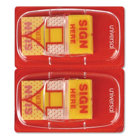 Picture of Deluxe Message Arrow Flags, "Sign Here", Yellow, 500/PackUNV-99007