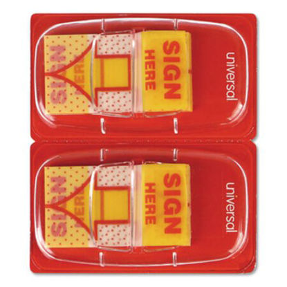 Picture of Deluxe Message Arrow Flags, "Sign Here", Yellow, 500/PackUNV-99007