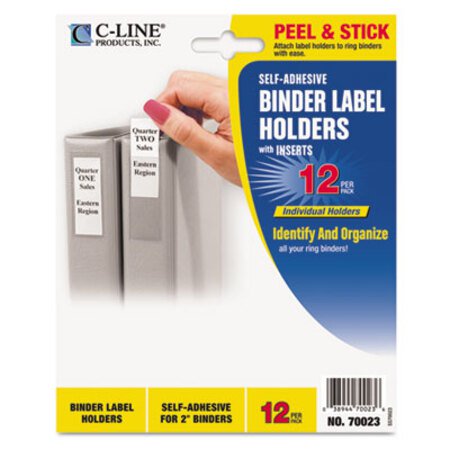 Picture of Self-Adhesive Ring Binder Label Holders, Top Load, 2 1/4 x 3 1/16, Clear, 12/PKCLI-70023