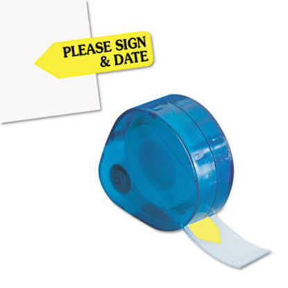 Picture of Arrow Message Page Flags in Dispenser, "Please Sign and Date", Yellow, 120 FlagsRTG-81124