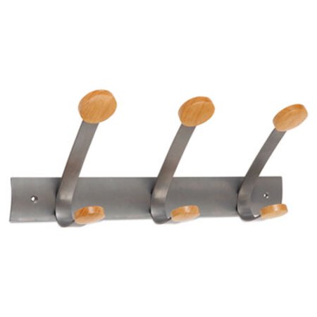 Picture of Wooden Coat Hook, Three Wood Peg Wall Rack, Brown/SilverABA-PMV3