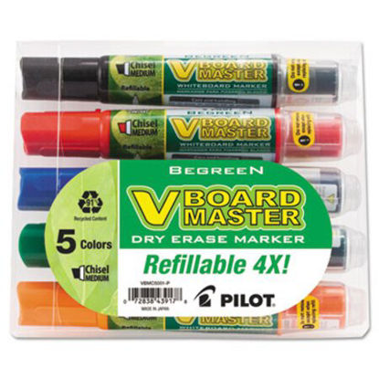 Picture of BeGreen V Board Master Dry Erase Marker, Medium Chisel Tip, Assorted Colors, 5/PackPIL-43917