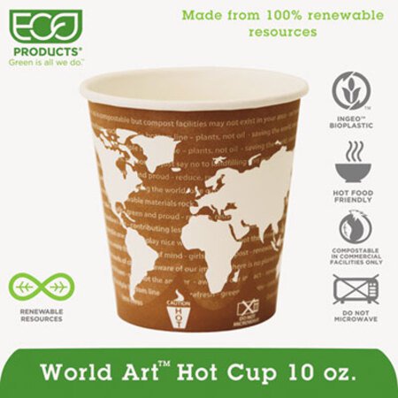 Picture of World Art Renewable and Compostable Hot Cups Convenience Pack, 10 oz, 50/PackECO-EPBHC10WAPK