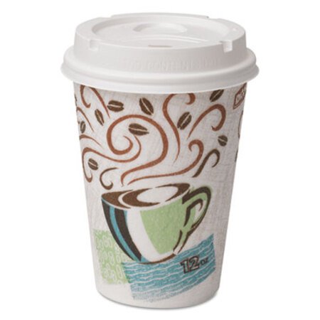 Picture of PerfecTouch Paper Hot Cups and Lids Combo, 12 oz, Multicolor, 50 Cups/Lids/Pack, 6/Packs/CartonDXE-5342COMBO6CT
