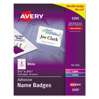 Picture of Flexible Adhesive Name Badge Labels, 3.38 x 2.33, White, 400/BoxAVE-5395