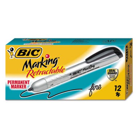 Picture of Intensity Retractable Permanent Marker, Fine Bullet Tip, Black, DozenBIC-PMR11BK