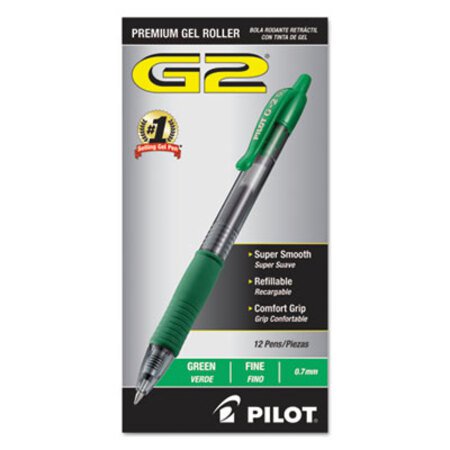 Picture of G2 Premium Gel Pen, Retractable, Fine 0.7 mm, Green Ink, Smoke Barrel, DozenPIL-31025