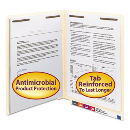Picture of Manila Reinforced End Tab 2-Fastener Folders with Antimicrobial Product Protection, Straight Tab, Letter Size, 50/BoxSMD-34116
