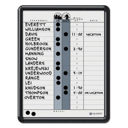 Picture of Employee In/Out Board, Porcelain, 11 x 14, Gray, Black Plastic FrameQRT-750