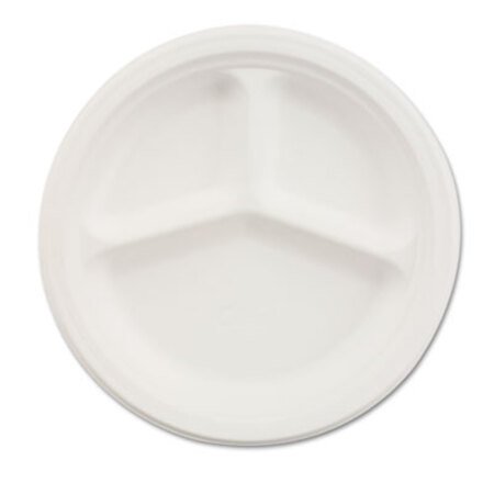 Picture of Paper Dinnerware, 3-Compartment Plate, 10.25" dia, White, 500/CartonHUH-21204CT