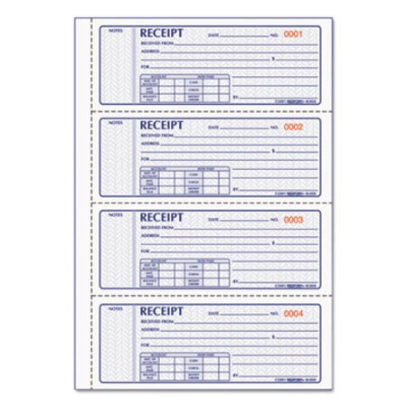 Picture of Money Receipt Book, 7 x 2 3/4, Carbonless Triplicate, 100 SetsRED-8L808R