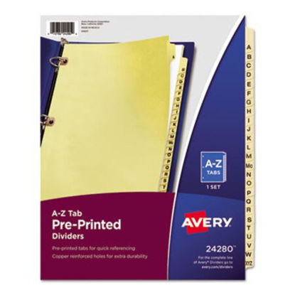 Picture of Preprinted Laminated Tab Dividers w/Copper Reinforced Holes, 25-Tab, LetterAVE-24280