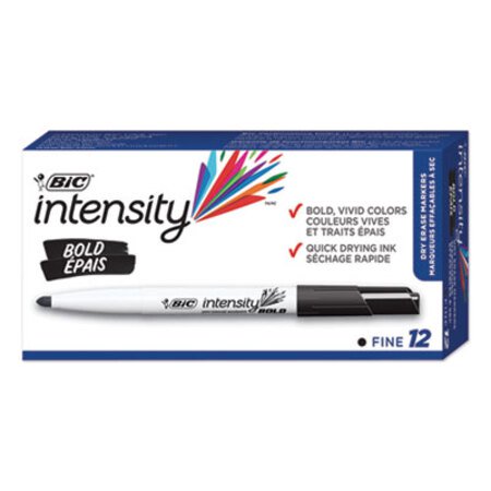 Picture of Intensity Bold Pocket-Style Dry Erase Marker, Fine Bullet Tip, Black, DozenBIC-DECF11BK