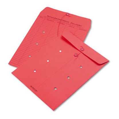 Picture of Colored Paper String and Button Interoffice Envelope, #97, One-Sided Five-Column Format, 10 x 13, Red, 100/BoxQUA-63574