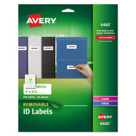 Picture of Removable Multi-Use Labels, Inkjet/Laser Printers, 1 x 2.63, White, 30/Sheet, 25 Sheets/PackAVE-6460
