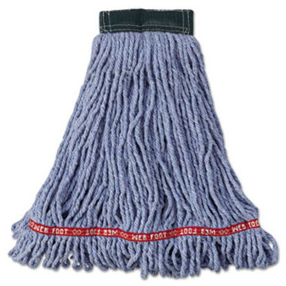 Picture of Web Foot Wet Mop Head, Shrinkless, Cotton/Synthetic, Blue, Medium, 6/CartonRCP-A252BLU
