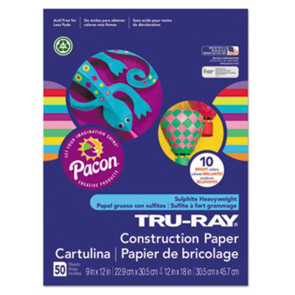 Picture of Tru-Ray Construction Paper, 76lb, 9 x 12, Assorted Bright Colors, 50/PackPAC-102940