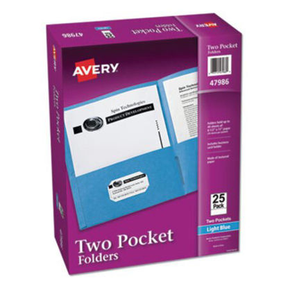 Picture of Two-Pocket Folder, 40-Sheet Capacity, Light Blue, 25/BoxAVE-47986