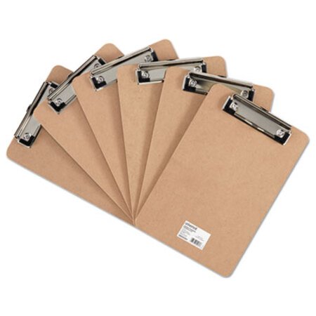 Picture of Hardboard Clipboard with Low-Profile Clip, 1/2" Capacity, 6 x 9, Brown, 6/PkUNV-05561