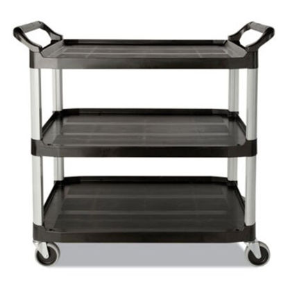 Picture of Economy Plastic Cart, Three-Shelf, 18.63w x 33.63d x 37.75h, BlackRCP-342488BLA