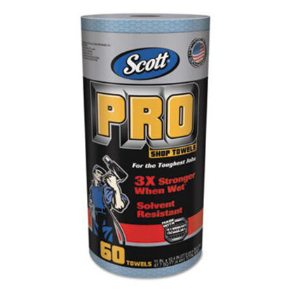 Picture of Pro Shop Towels, Heavy Duty, 1-Ply, Blue, 10 2/5" x 11", 12 Rolls/CartonKCC-32992