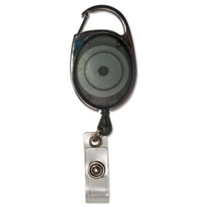 Picture of Carabiner-Style Retractable ID Card Reel, 30" Extension, Smoke, 12/PackAVT-75551