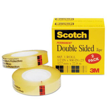 Picture of Double-Sided Tape, 1" Core, 0.5" x 75 ft, Clear, 2/PackMMM-6652PK
