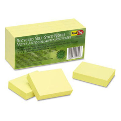 Picture of 100% Recycled Notes, 1 1/2 x 2, Yellow, 12 100-Sheet Pads/PackRTG-25700