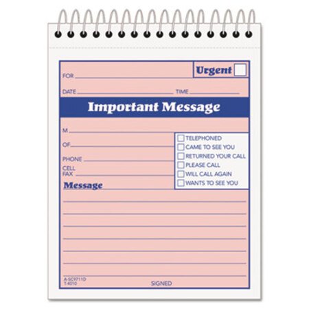 Picture of Telephone Message Book with Fax/Mobile Section, 4-1/4 x 5 1/2, Two-Part, 50/BookTOP-4010