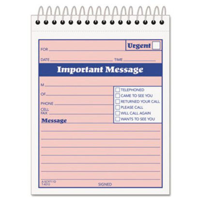 Picture of Telephone Message Book with Fax/Mobile Section, 4-1/4 x 5 1/2, Two-Part, 50/BookTOP-4010