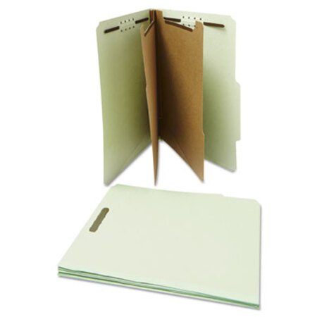 Picture of Six--Section Pressboard Classification Folders, 2 Dividers, Letter Size, Gray-Green, 10/BoxUNV-10273